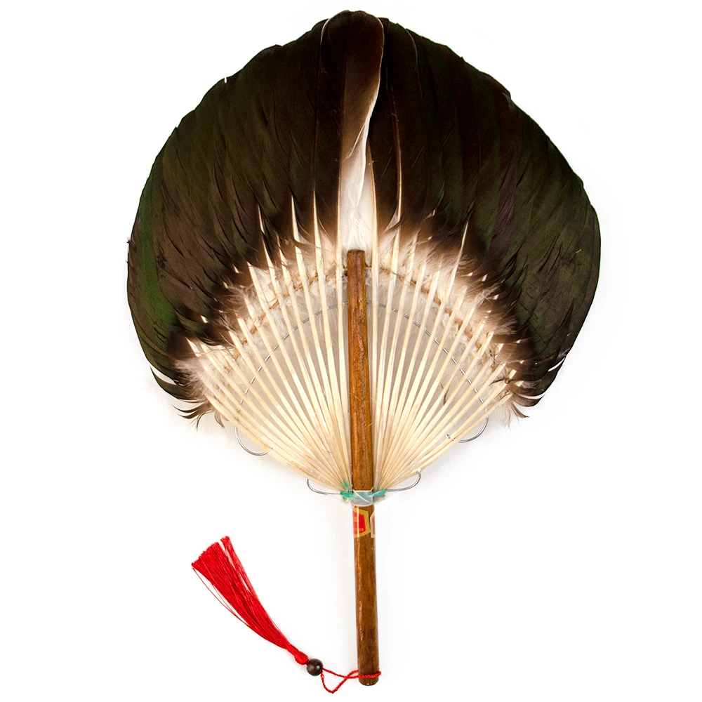 

Zhuge Liang Goose feathers Hand Fans 38CM Personalized Bamboo Fan Of Old Wedding Decoration Dance 1 Pcs Sale Wholesale