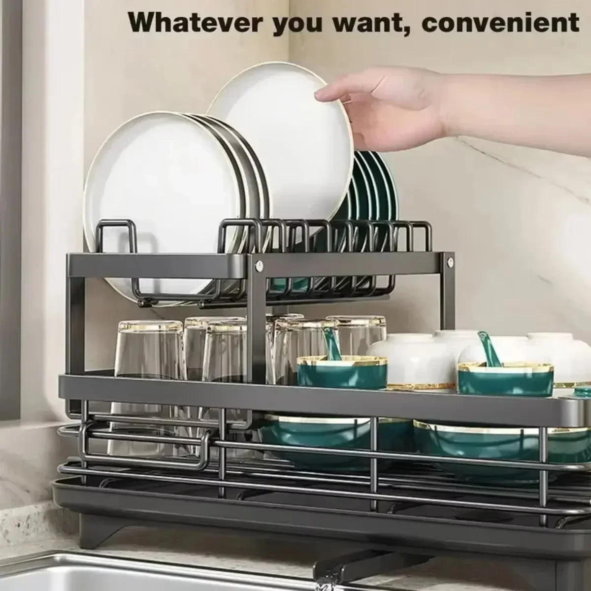 Kitchen Storage Rack Dish Drying Rack Adjustable Stainless Steel For Kitchen