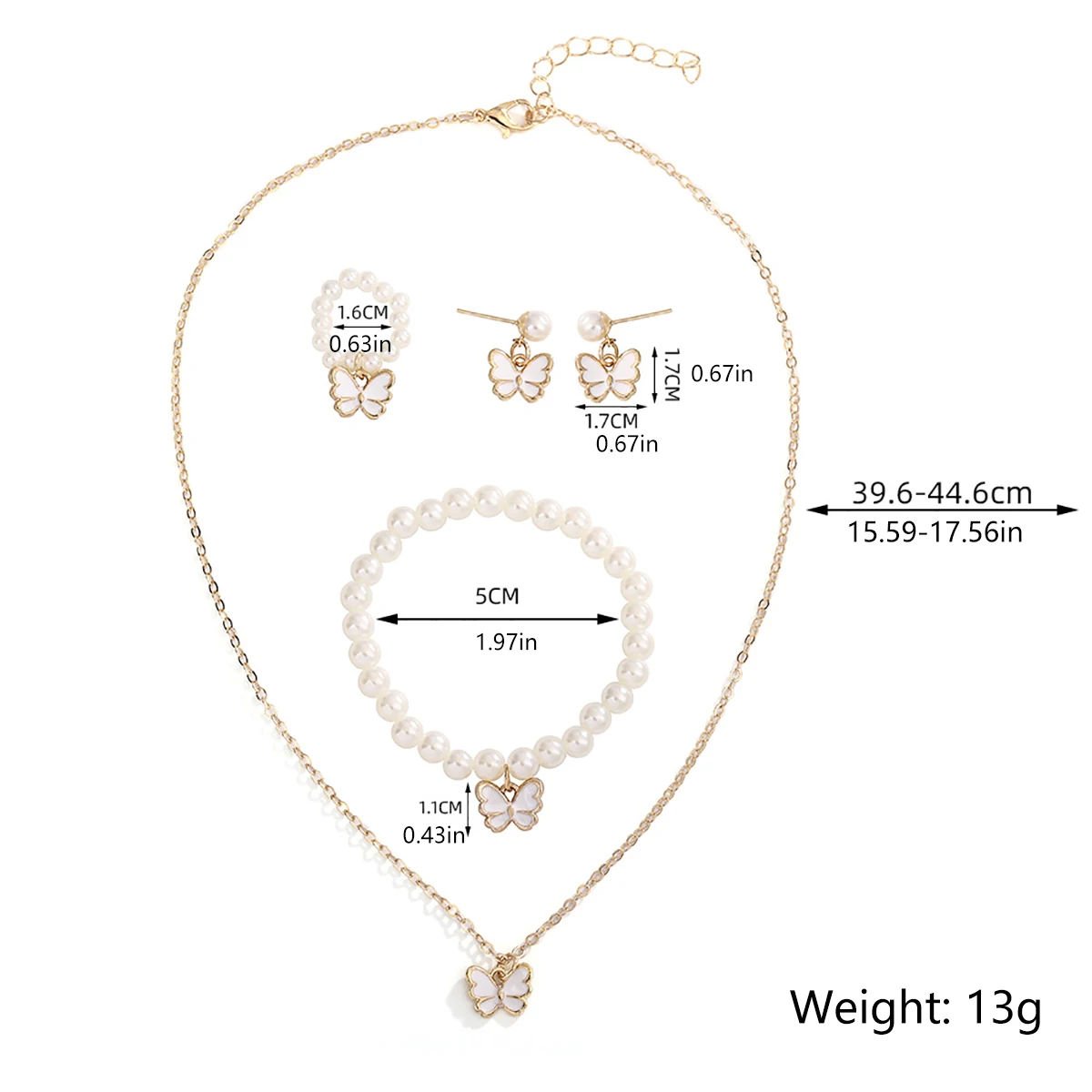 Detailed view of butterfly pendant necklace from the set