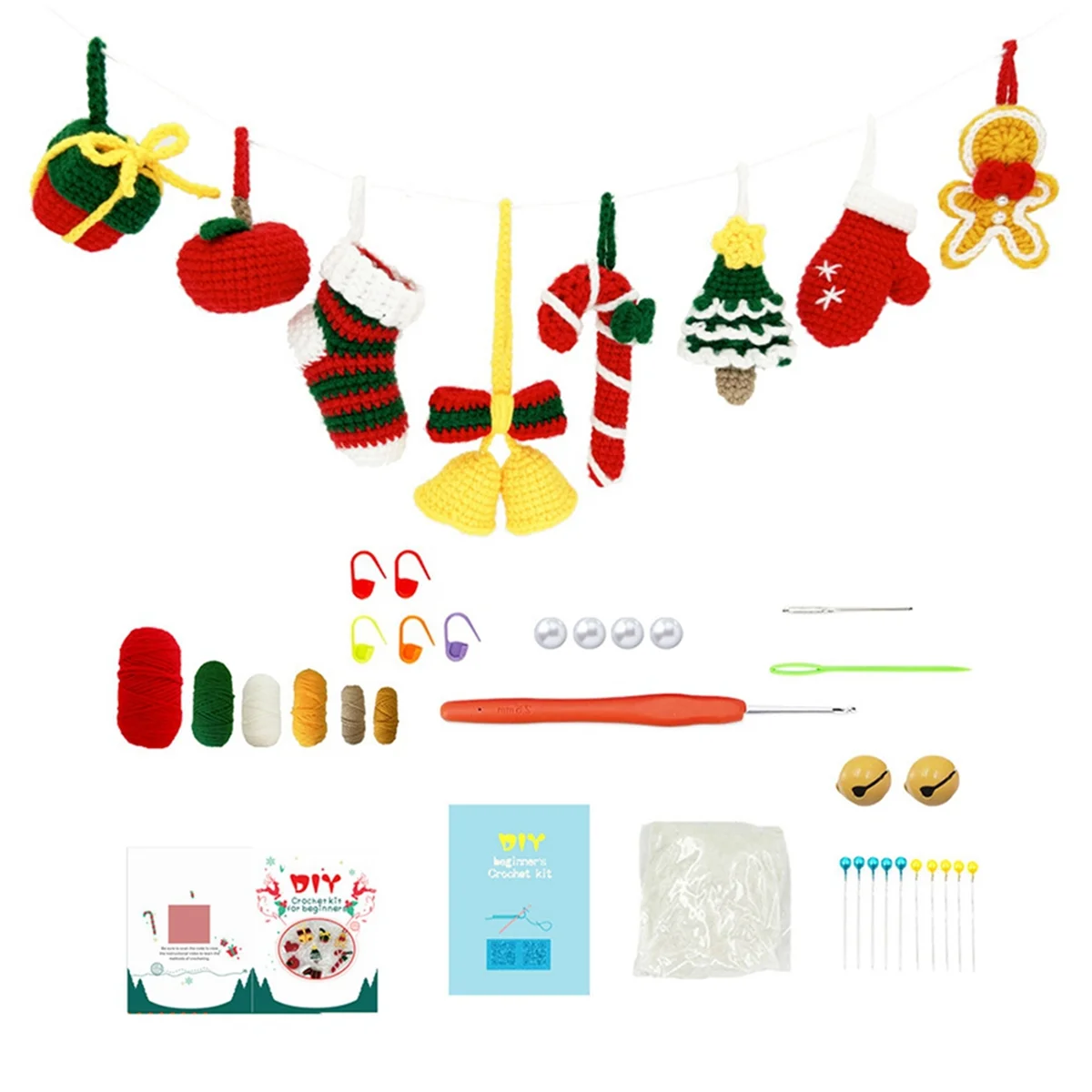 

Beginner Crochet Kit Christmas Series Crochet Kit with Instruction Tutorials Video Tutorials Peasy Yarn Hook Needle A