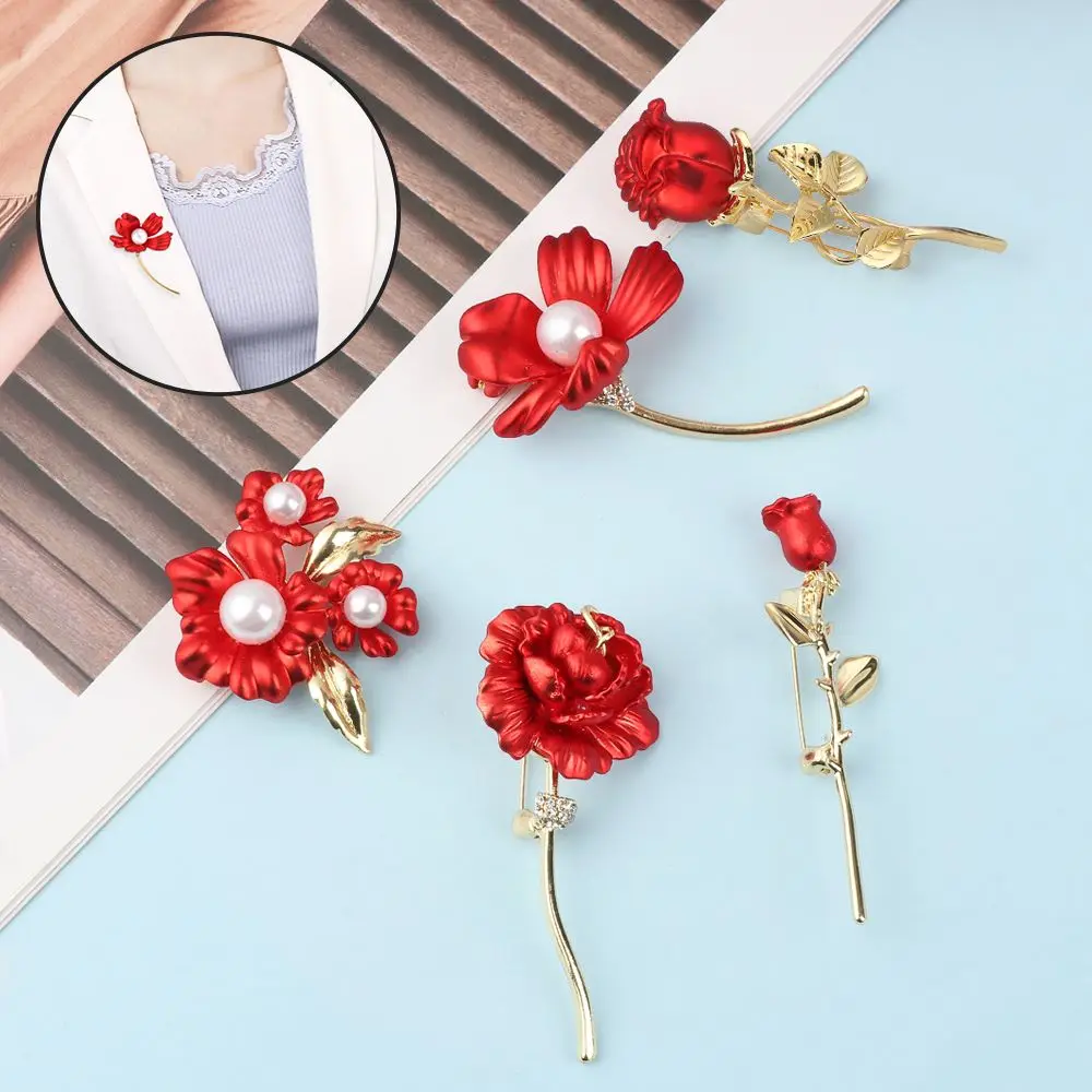 Spilla Rosa Rossa Squisita E Spilla Moda Femminile Di Fascia Alta Accessori Occidentali Corpetto