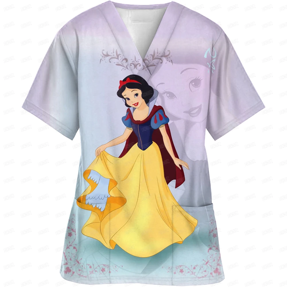 Women's Nursing Clothing High-quality Disney Print Top Accessories Doctors Medical Uniform Hospital Nurse Beauty Salon Scrubs 3