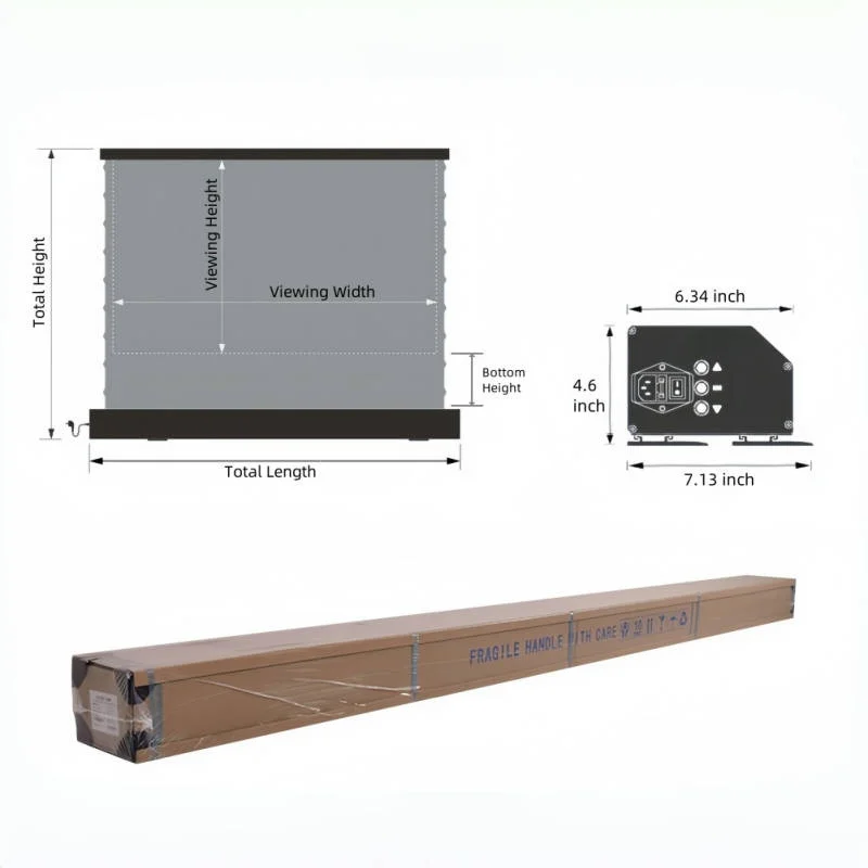 Schermo per proiettore sollevabile motorizzato 16:9 Tessuto acustico trasparente perforato anti-luce da 150'' per home theater 4K Ultra HD