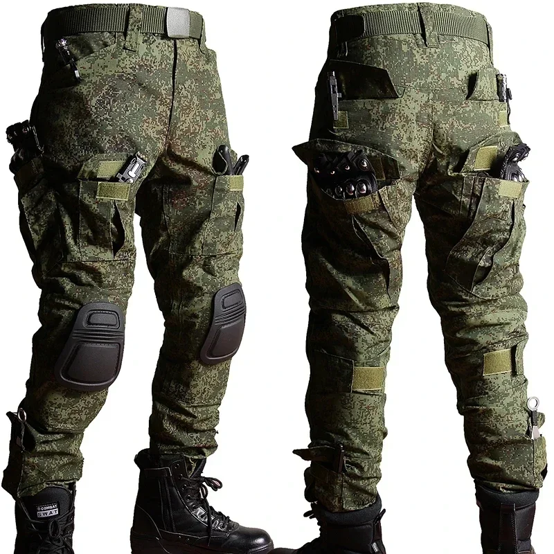 RU Camo Tactical Sets Men Outdoor Breathable Long Sleeve T Shirts+Multi-pocket Straight Cargo Pant 2Pcs Suit Training Combat Set 4