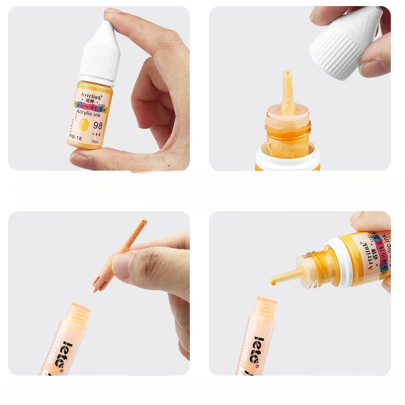 Acrylic Marker Ink Refill Liquid Water-based 100 Color 18ml Art Painting Quick Drying Waterproof and Non Fading Spec