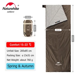 Ultralight Cotton Sleeping Bag for Outdoor Hiking and Camping (Brown - 205x85 cm)