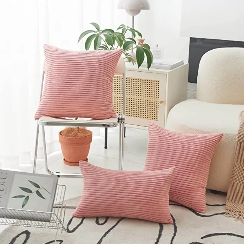 Lilac Pink Soft Corduroy Pillow Cover Image 7