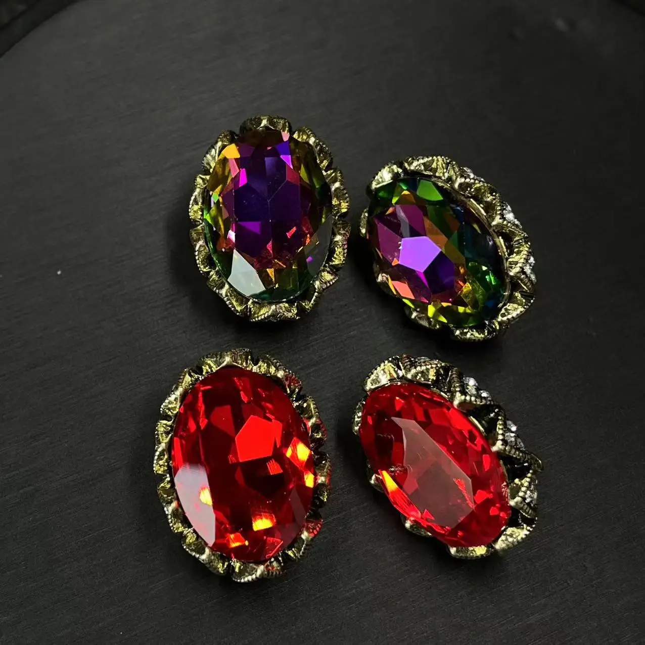 

Vintage Colorful Rhinestone Crystal Earrings