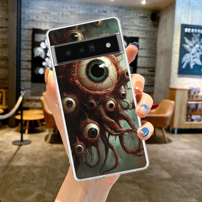 Clear TPU Phone Case with Scary Devil Eye Pattern