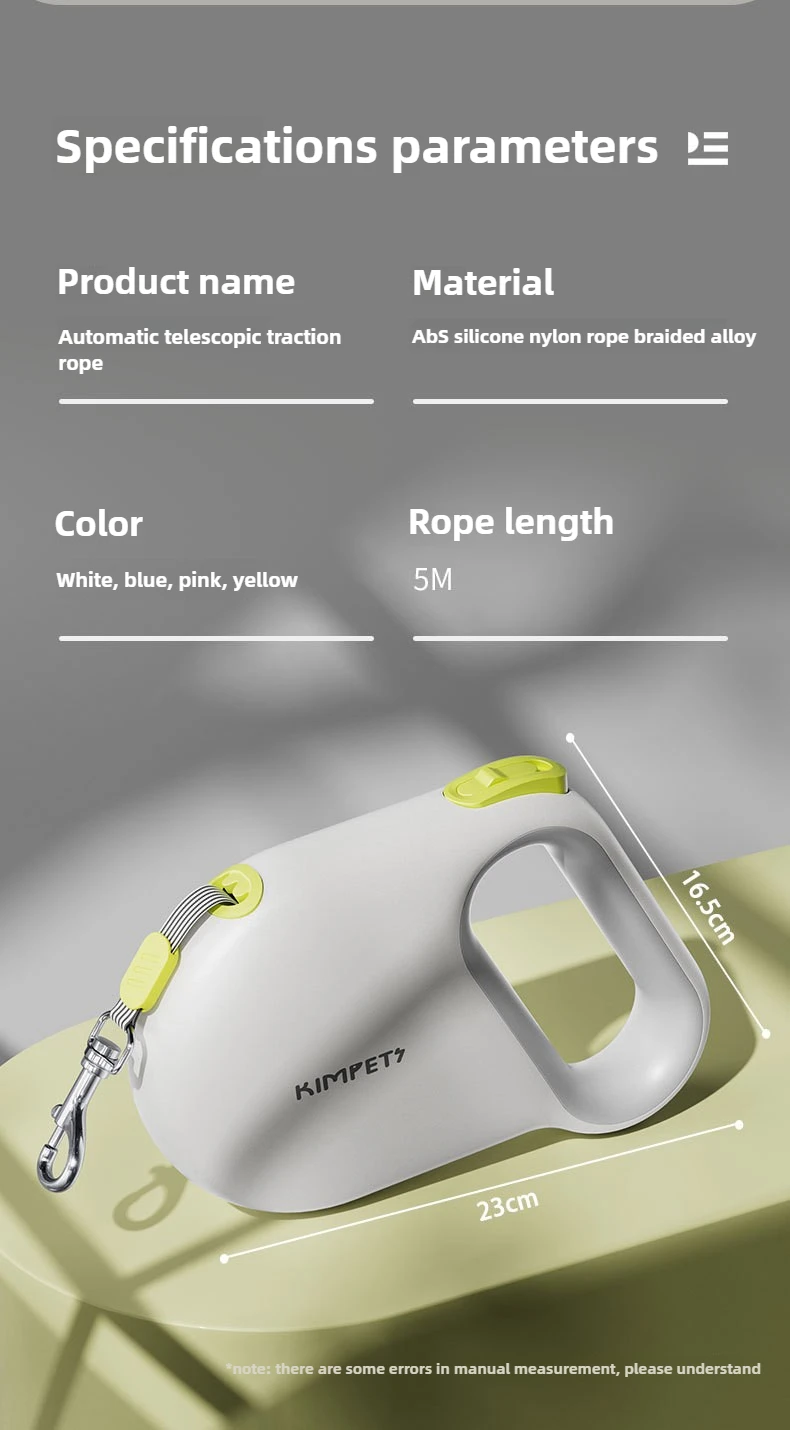 Dog Telescopic Leash 5m Reflective Leash Silicone Effort-Saving Handle Safe Walking the Dog at Night Explosion-Proof Dog Leash