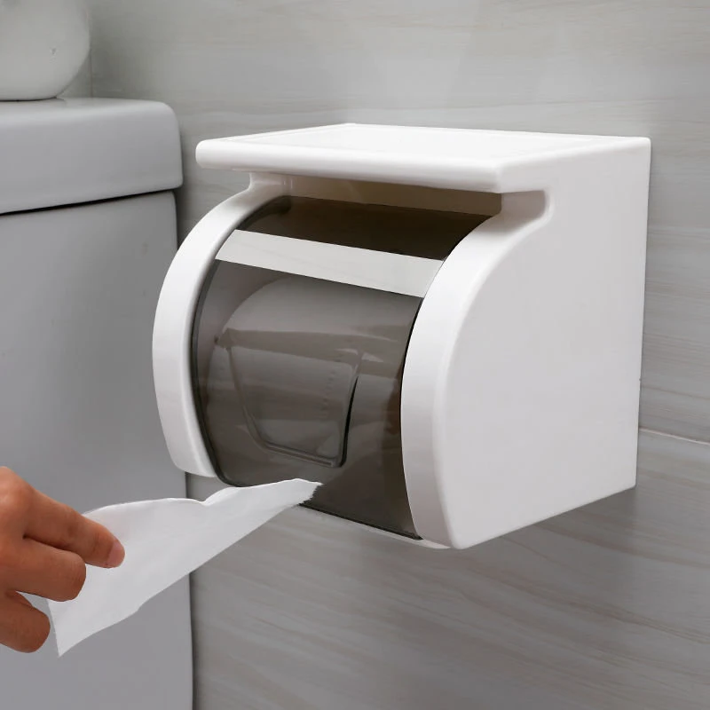 Multi-function Plastic Wall Mounted Portable Toilet Paper Holders Tissue Boxes Waterproof Storage Case Bathroom Simple
