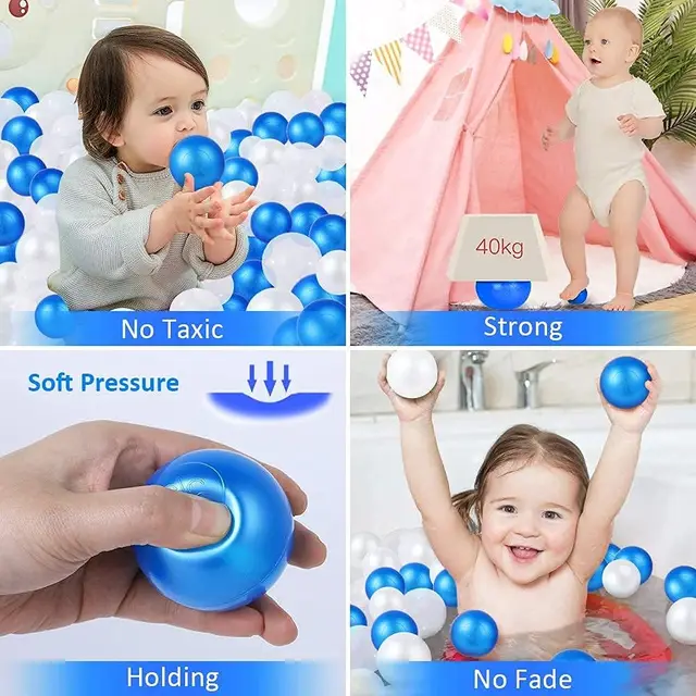 Ball Pit Balls for Kids, Plastic Refill 2.2 Inch Balls, 100 Pack, Bright Colors, Phthalate and BPA Free, Includes a Reusable Sto