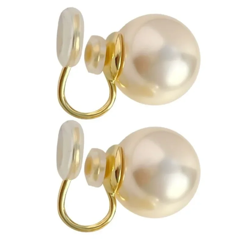1-4pairs Retro White Pearl Ear Clip Earrings French Fashion Mosquito Coil Holder Women Without Ear Holes Jewelry Accessories