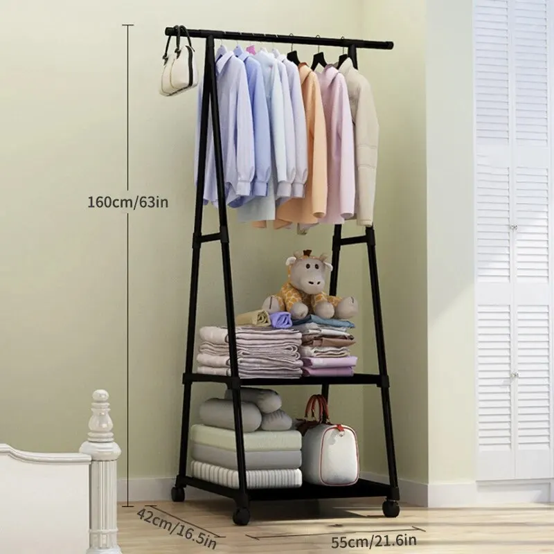 Clothes Hanger Simple Clothes Hanger Hat Rack Floor Mounted Clothes Rack Triangular Folding Bedroom Household Indoor Hanging Bag