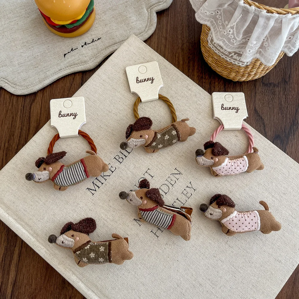Cartoon Fabric Cute Dachshund Children's Hairpin High Elasticity Does Not Hurt Hair Rubber Band Hair Accessories New Hair Band
