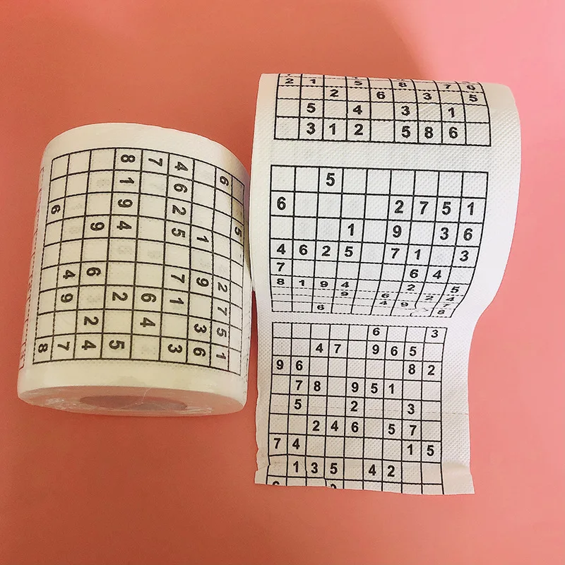 1PC Creative Sudoku Game Toilet Paper Games Roll Paper Towel Tenacity Durable Funny Printed Toilet Bathroom Accessories
