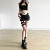 Nibber New Fashionable Women Baring Waist High Street All-match Tight Sexy Locomotive Hot Nightclub Cool Elastic Black Shorts - Image 5