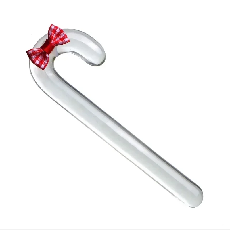 Glass Anal Butt Plug Christmas Gift G-spot Anal Masturbating Clear Sleek Candy Cane Dildo Christmas Decorations Ass Erotic Toys