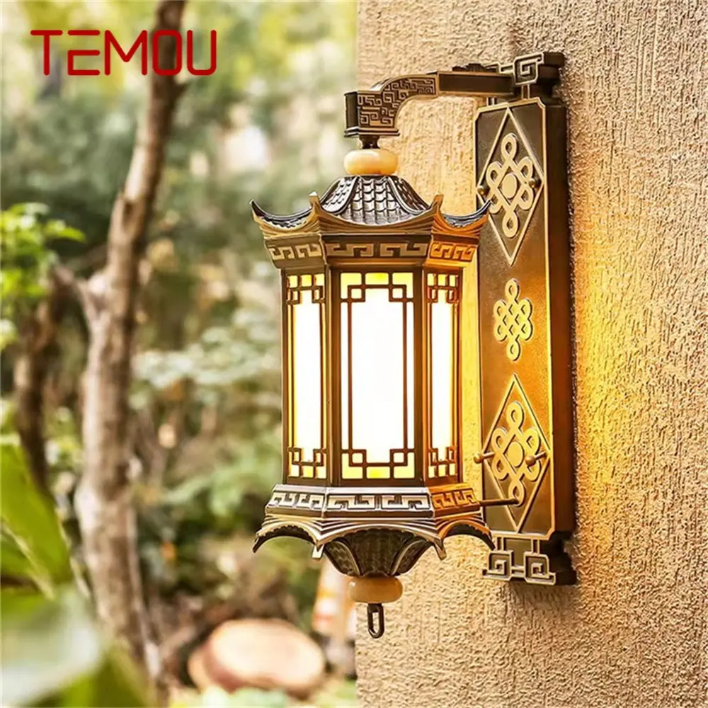 

TEMOU Outdoor Wall Lamps Bronze Lighting LED Sconces Classical Waterproof Retro for Home Balcony Decoration