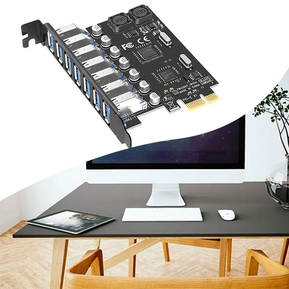 PCIe 전면 컨트롤러 어댑터 카드, 7 포트 USB 3.0 PCI-E 확장 카드 어댑터, 5Gbps PCIe USB 3.0 허브 컨트롤러 어댑터, USB 3.0
