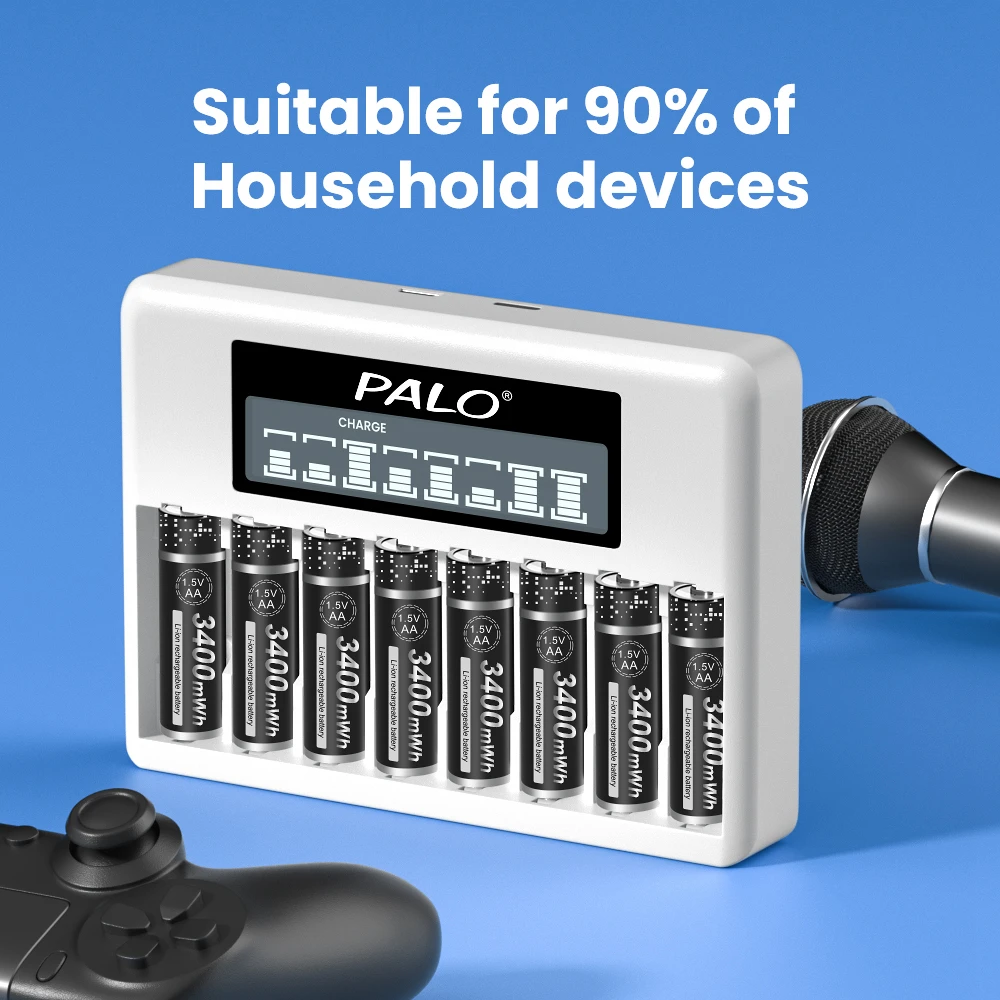 Palo 3400mwh 1.5v aa Bateria de Lítio Recarregável 1.5v aa Aaa Li-ion Carregador de Bateria para Controle Remoto Brinquedo Elétrico Carregador Usb - Image 4