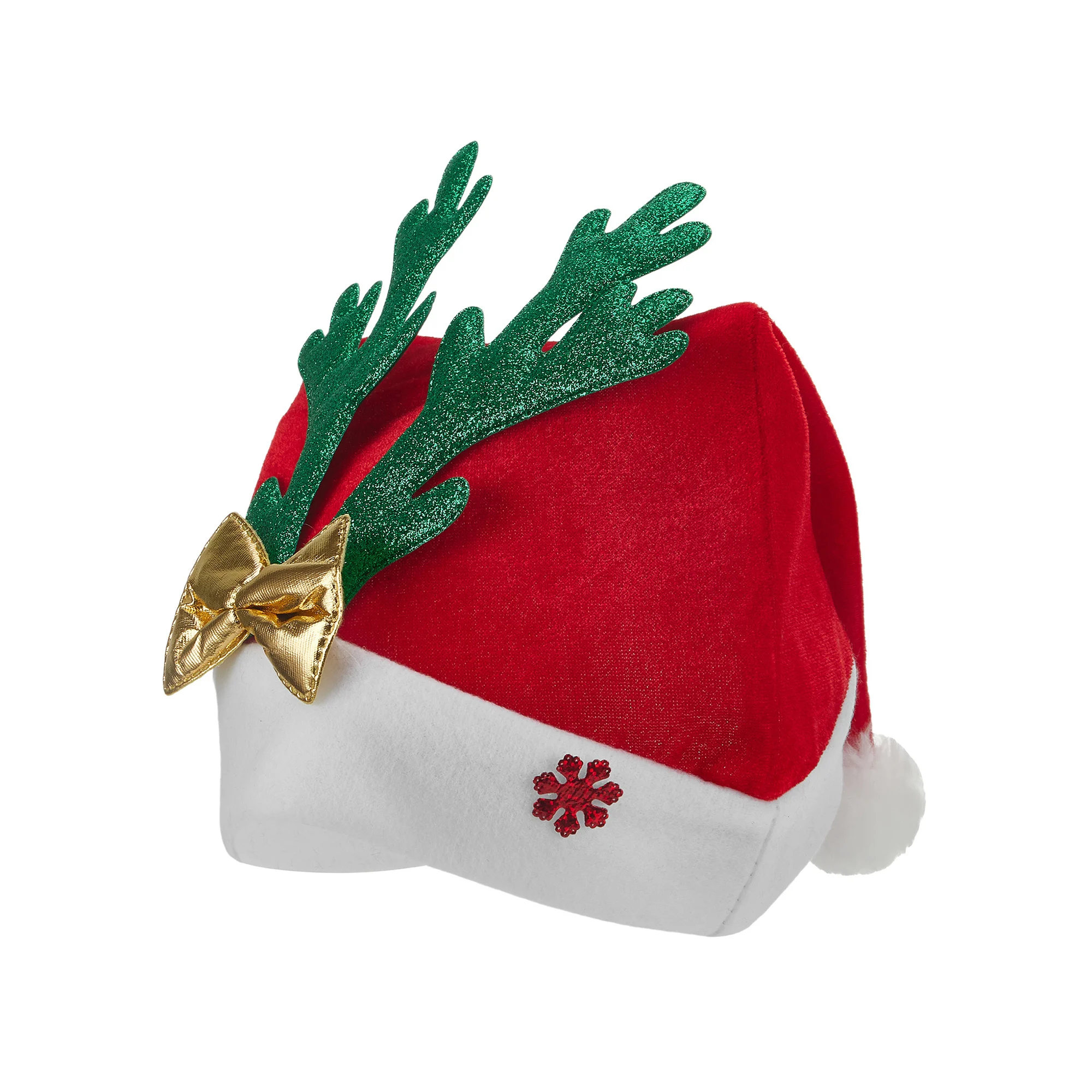 Festive Reindeer Antlers Headband with Glitter Bow and Bells Christmas Party Hair Accessories for Adults and Kids