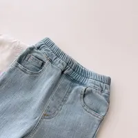 2024 New Girls Jeans Bell-bottoms Kids Pants Solid Color Baby Out Jeans For Children's Clothing Fashion Washing Water 2-8Y 4