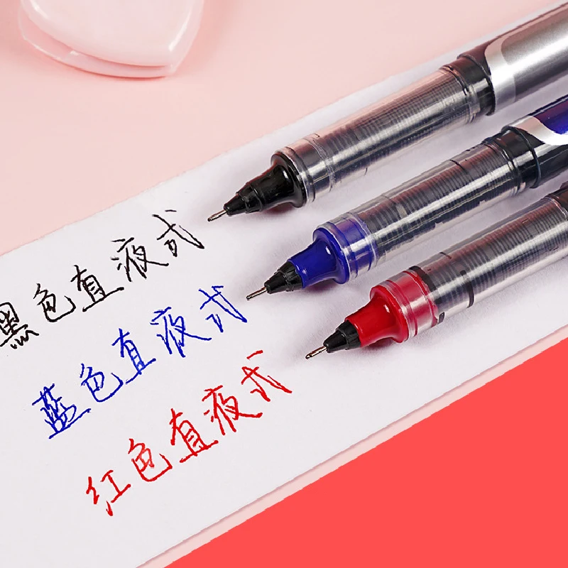 3 Pcs/set Kawaii Droite Liquide Stylo Roller 0.5mm Grande Capacité Bleu/noir/rouge Encre Gel Stylo École Bureau Papeterie Fournitures