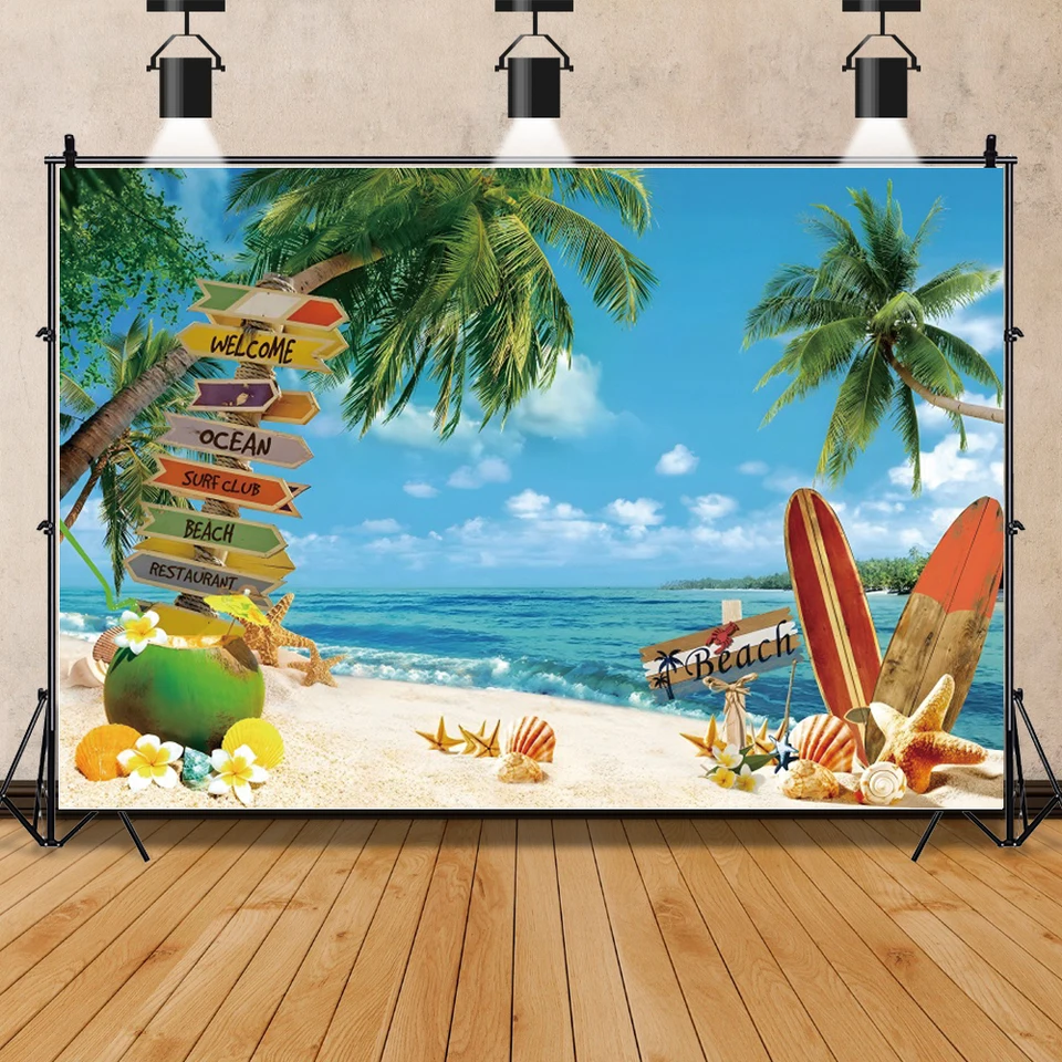Summer Hawaiian Backdrop Aloha Luau Party Banner...