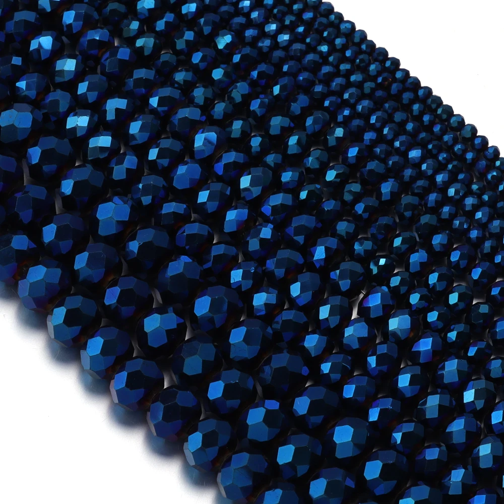 Round Faceted Colorful Glass Beads for Jewelry Making and DIY Projects