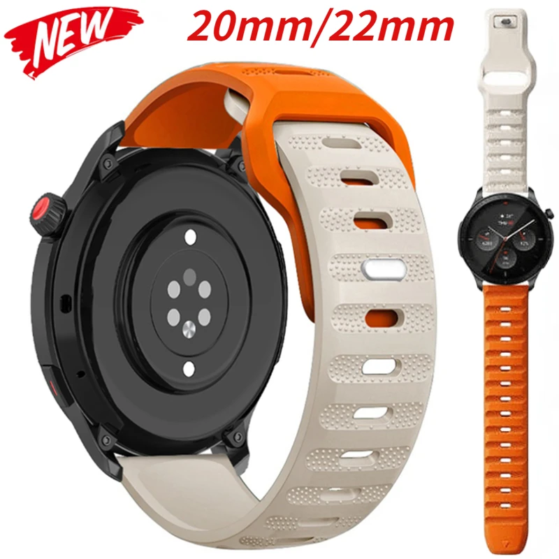 

Ремешок силиконовый для Huawei Watch 4/3/GT3-2 Pro Amazfit GTR 4/GTS 4, мягкий воздухопроницаемый браслет для Samsung Galaxy Watch 5/4/3, 22 мм 20 мм
