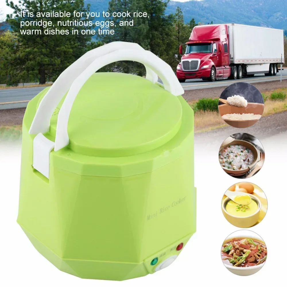Mini Rice Cooker 1.3L Electric Heating Lunch Box Portable Thermostat Food Steamer Multi Electric Cooker For Car Truck 12/24V