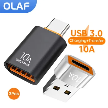 10A OTG USB 3.0 To Type C Adapter USB Female To Type c Male Fast Charging adadpter OTG USB C For Xiaomi Samsung Laptop PC 1