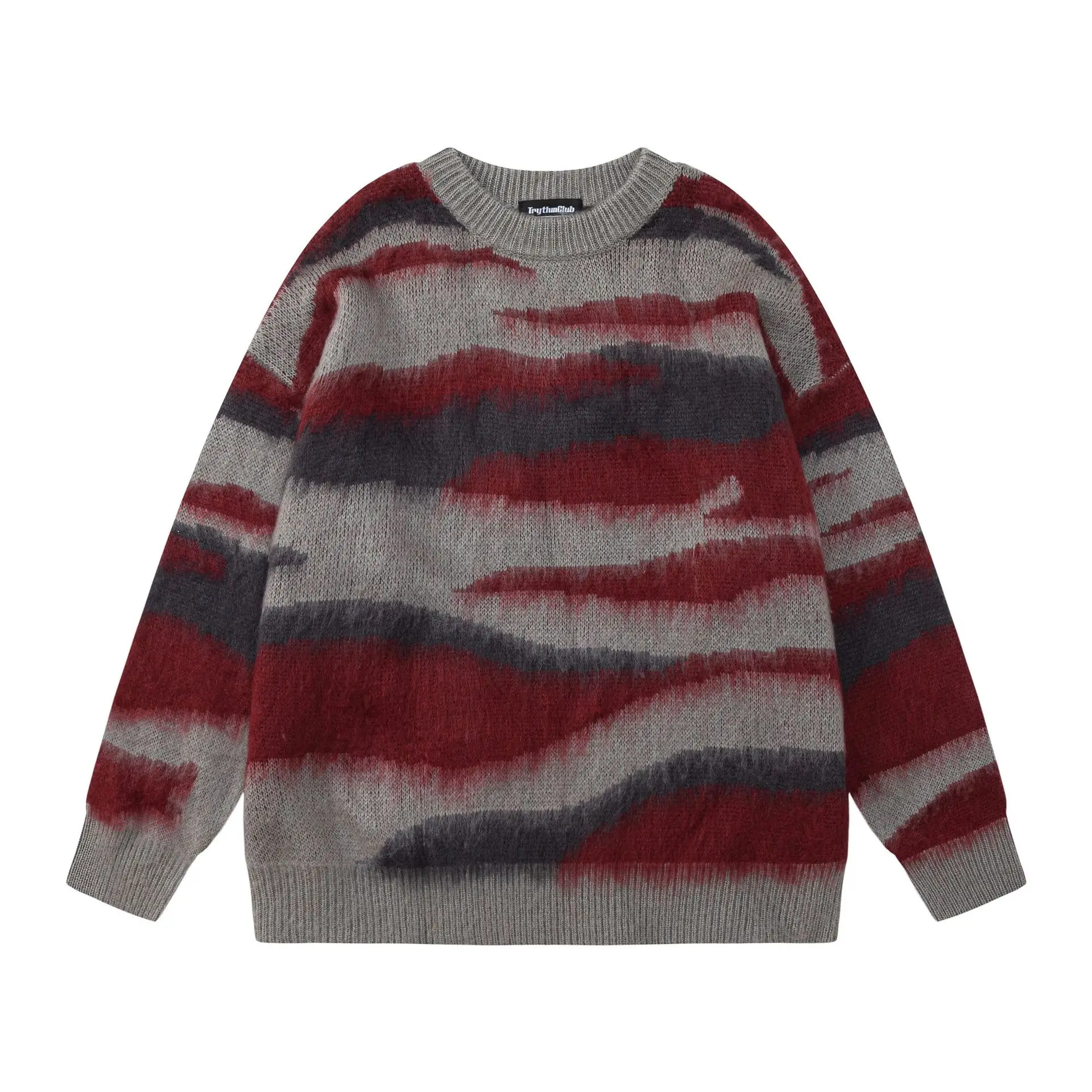 Men's Sweaters Tie-dye Striped Loose Pullovers Simple Daily Autumn O-neck Couple Unixes Clothing Hip Hop Streetwear 5