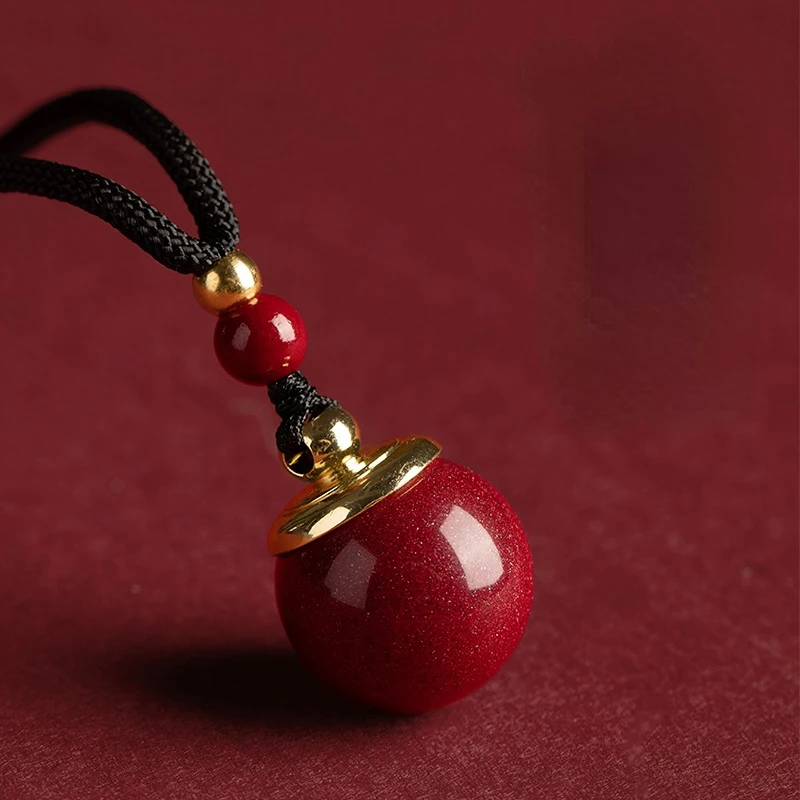 

Cinnabar pendant empty bottle can open transport beads necklace natural rough red pink gau box pendant hollow