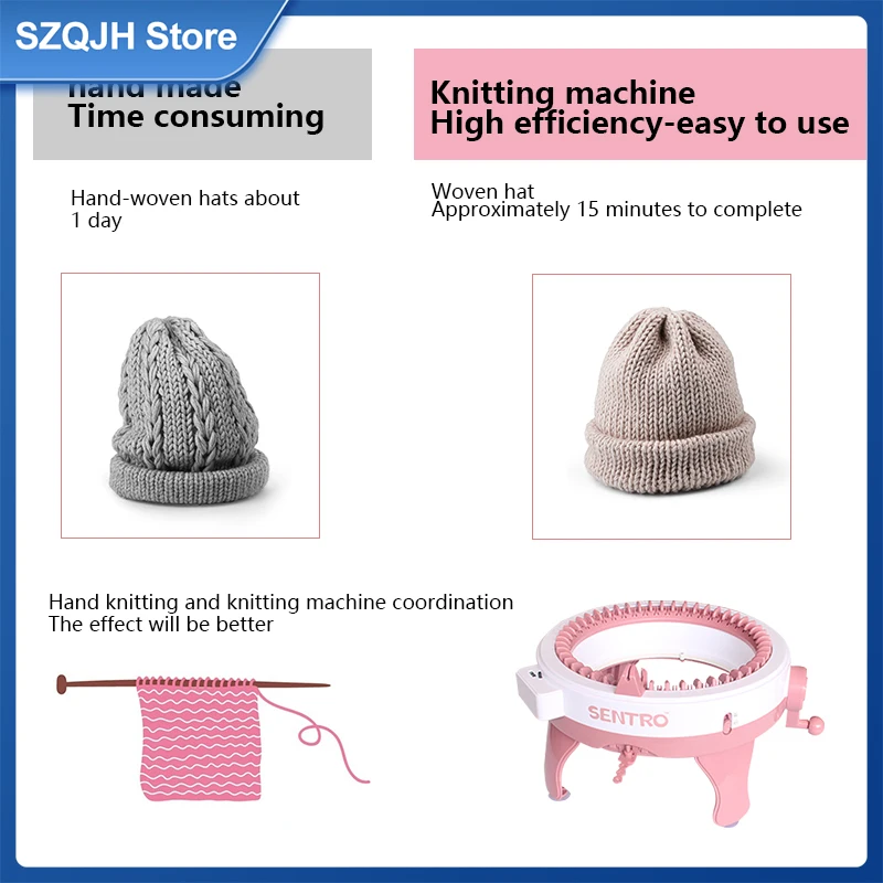 QJH 48 Needle Knitting Machine Weaving Hat Scarf Bib Sweater Girl Yarn Machine Children Adult toy