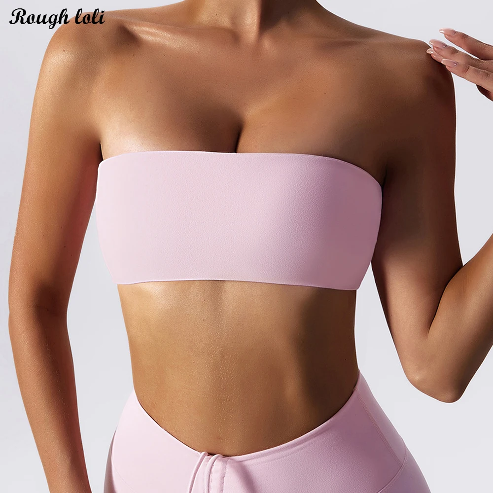 

Strappyless Yoga Bra Women Sports Bra Padded Underwear Workout Breathable Fitness Bra