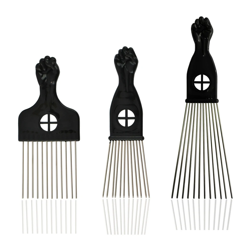 Black Metal African American Pick Comb Hair Combs Hair Comb for Hairdressing Styling Tool Salon Barber Shop 1