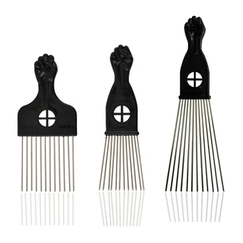 Black Metal African American Pick Comb Hair Combs Hair Comb for Hairdressing Styling Tool Salon Barber Shop 1
