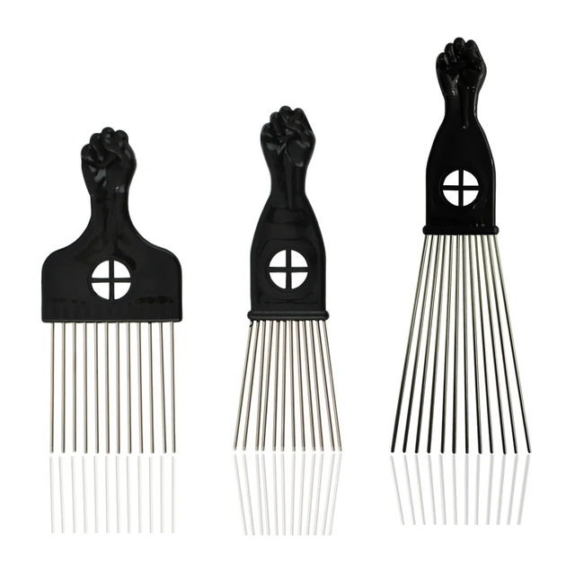 Black Metal African American Pick Comb Hair Combs Hair Comb for Hairdressing Styling Tool Salon Barber Shop 1