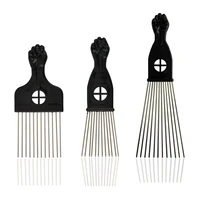 Black Metal African American Pick Comb Hair Combs Hair Comb for Hairdressing Styling Tool Salon Barber Shop 1