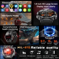 2026 New T-Rex 3 Military Grade Smart Watch Men 1000mAh Battery IP68 Waterproof Flashlight GPS Bluetooth Call Sports Smartwatch - Image 2
