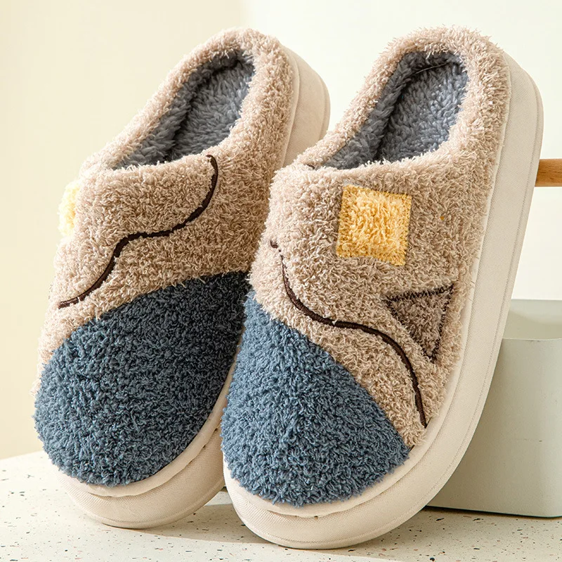 

Winter Men Slippers 2023 New Fulffy Fur Slippers Thick Soled Indoor Soft Sole Warm Plush Couple Slippers Home Cotton Shoes