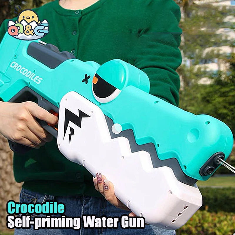 summer-fully-automatic-electric-suction-water-gun-toy-children's-large-size-automatic-blow-water-spray-crocodile-water-machines