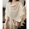 ITOOLIN Solid Knitted Loose Office Shawl Wool Hollow Out Cardigan Shawl Air-conditioning Shirt Sweater Cape Coat Summer 2024 2