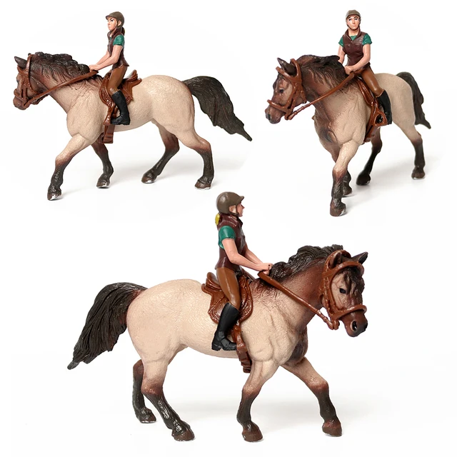 Figurine d'équitation réaliste avec cheval pour fille, modèle de cavalier  en plastique, jouet de jeu, décoration de gâteau, cadeau de Noël et  d'anniversaire pour enfant - AliExpress