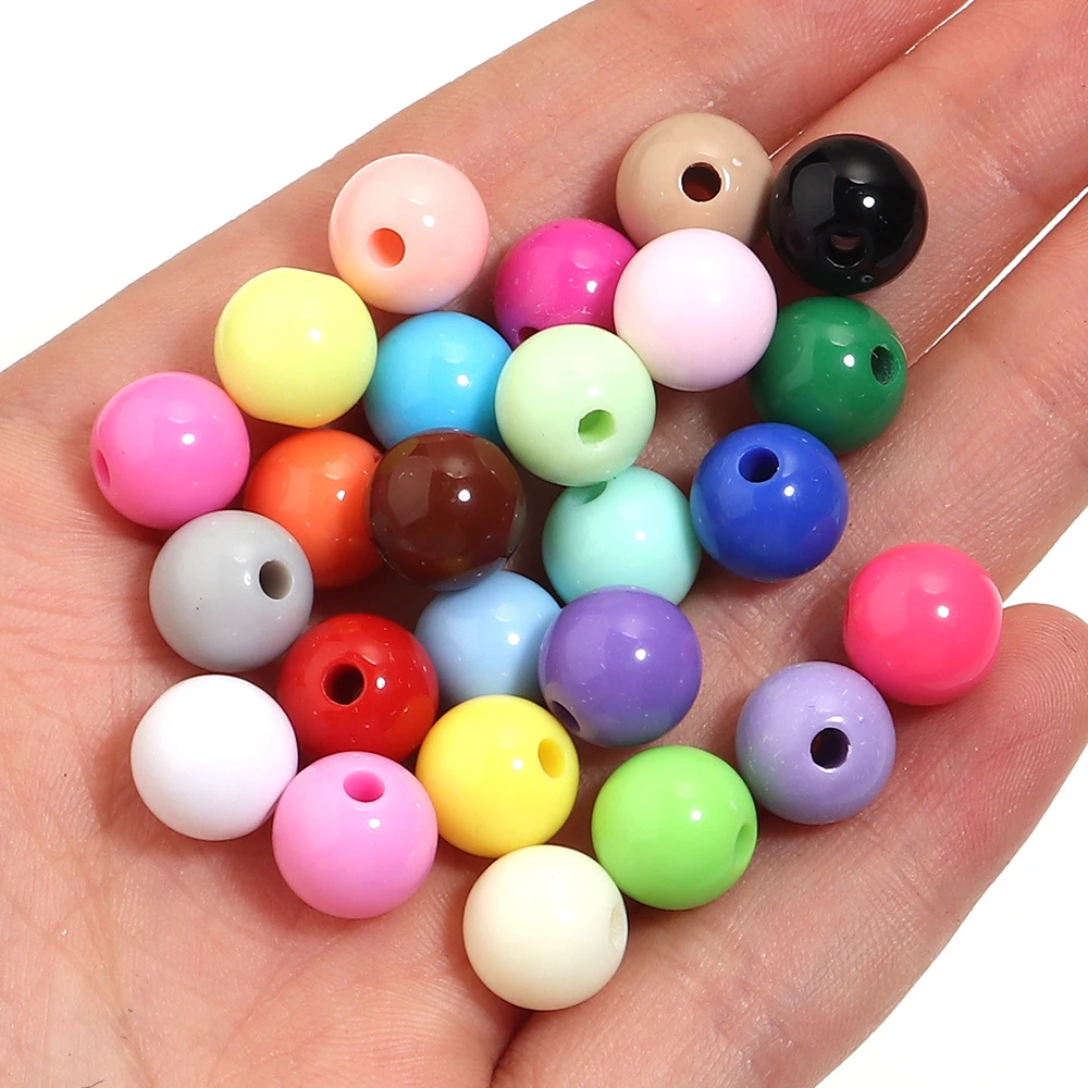 6-20mm 혼합 아크릴 비즈 볼 라운드 모양 루즈 스페이서 비즈 장 수제 DIY 액세서리