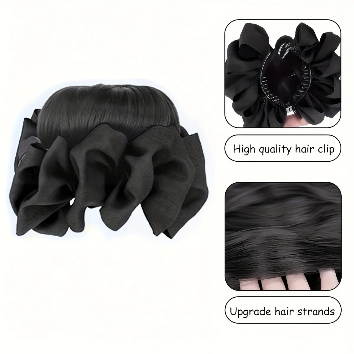 Synthetic Hair Bun Claw Clip With Hair  Wig Hair Clip Fluffy Brown Black Bun Head Wig Hair Accessories For Women
