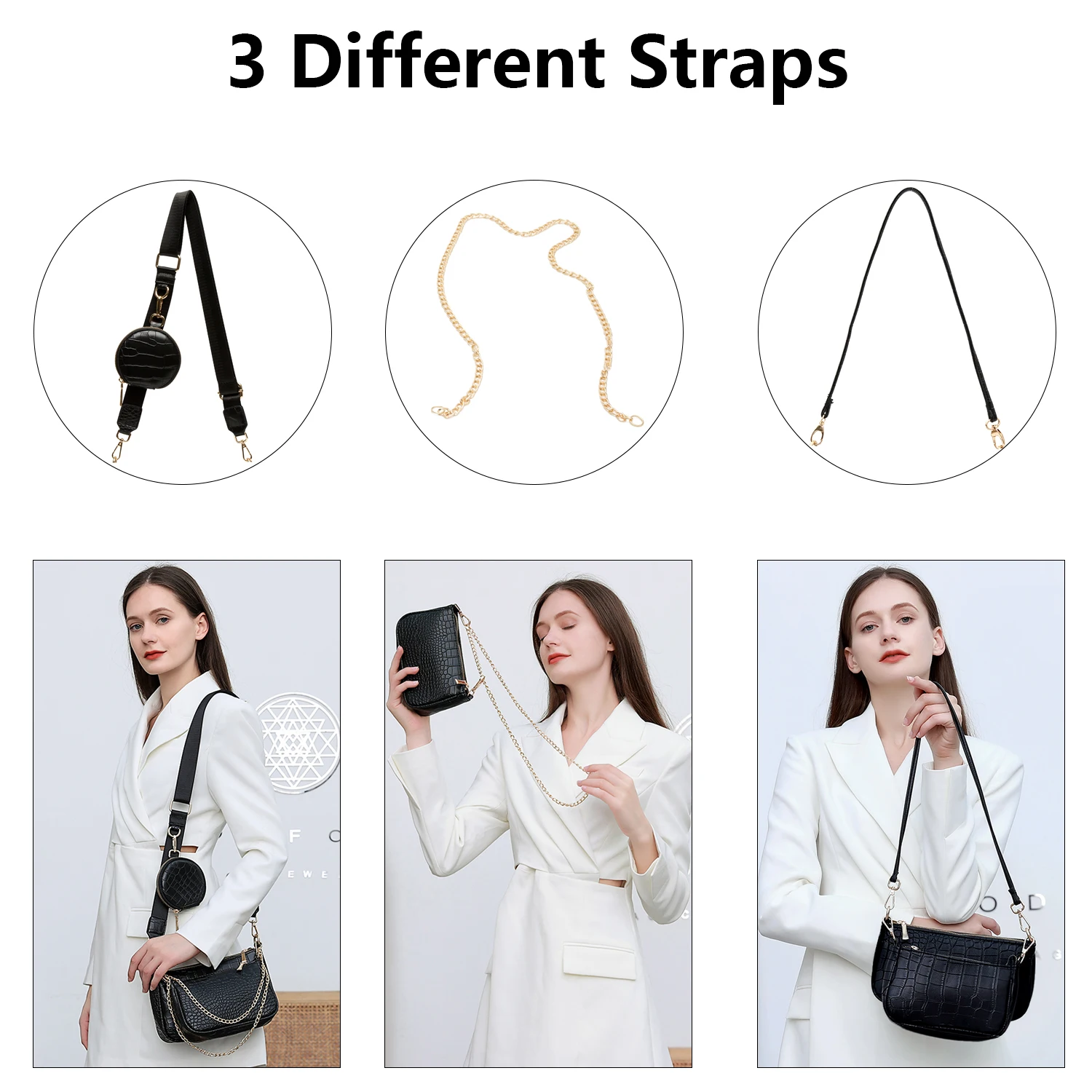 3 in 1 Multipurpose Bag Designer Handbags for Women Small Crossbody Bags  Synthetic Leather Chain Handbags with Coin Purse: : Fashion