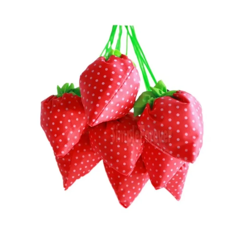 Wholesale 500pcs/lot Portable Cute Eco Reusable Storage Package Tote Folding Foldable Strawberry Bag Home 4
